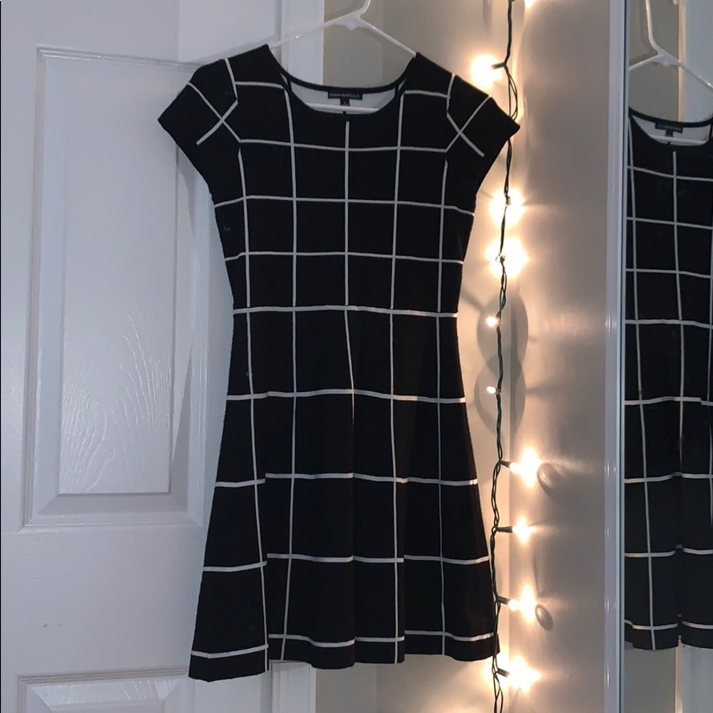 Koop Star Black Dress with White Lines